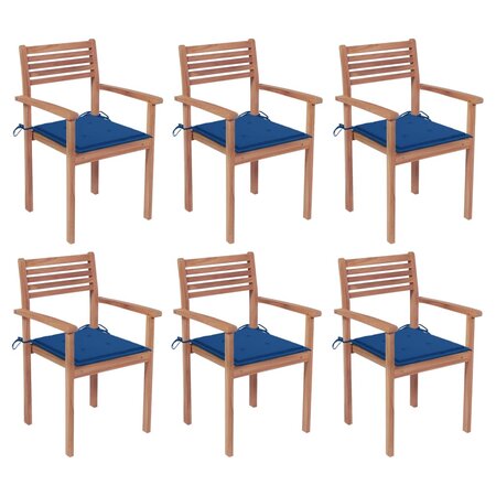 vidaXL Chaises de jardin empilables avec coussins lot de 6 Teck solide