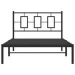 vidaXL Cadre de lit métal avec tête de lit noir 107x203 cm