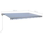 vidaXL Auvent manuel rétractable avec LED 500x350 cm Bleu et blanc