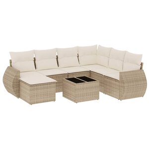 vidaXL Salon de jardin avec coussins 8 Pièces beige résine tressée