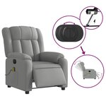 vidaXL Fauteuil de massage inclinable électrique gris clair tissu