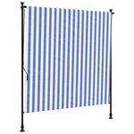 vidaXL Store roulant d'extérieur bleu et blanc 200x270 cm tissu acier