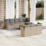 vidaXL Salon de jardin 11 Pièces avec coussins beige résine tressée