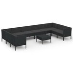 vidaXL Salon de jardin 11 Pièces avec coussins Résine tressée Noir