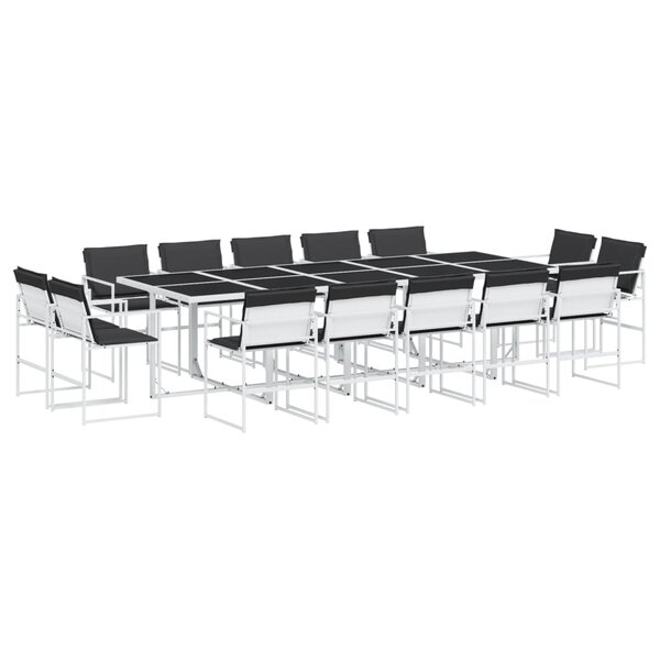 vidaXL Ensemble à manger de jardin avec coussins 15Pièces blanc textilène