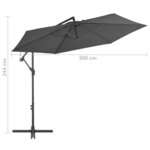 vidaXL Parasol en porte-à-feux avec poteau Aluminium 300 cm Anthracite