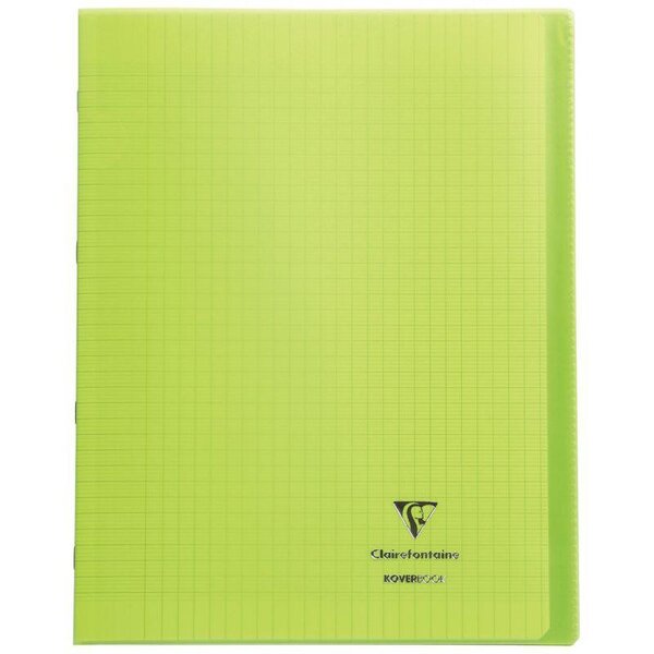 Cahier KOVERBOOK piqûre 96 pages seyès 90 g  couverture pp protège cahier rabat vert  24 x 32 cm CLAIREFONTAINE
