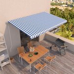 Vidaxl auvent rétractable automatique 500x300 cm bleu et blanc
