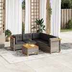 vidaXL Salon de jardin 6 Pièces avec coussins gris résine tressée