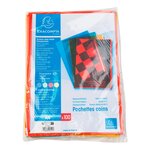 Sachet De 100 Pochettes Coin Polypropylène Lisse Premium - A4 - Couleurs Assorties - X 10 - Exacompta