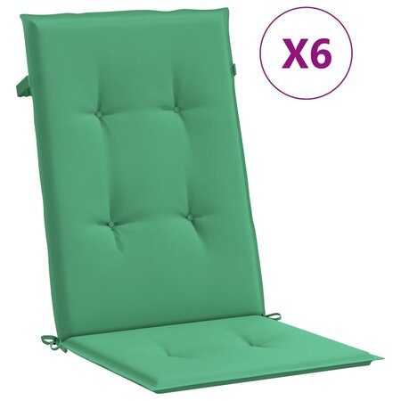 vidaXL Coussins de chaise de jardin à dossier haut lot de 6 vert tissu