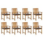 vidaXL Chaises de jardin avec coussins lot de 8 Bois d'acacia solide