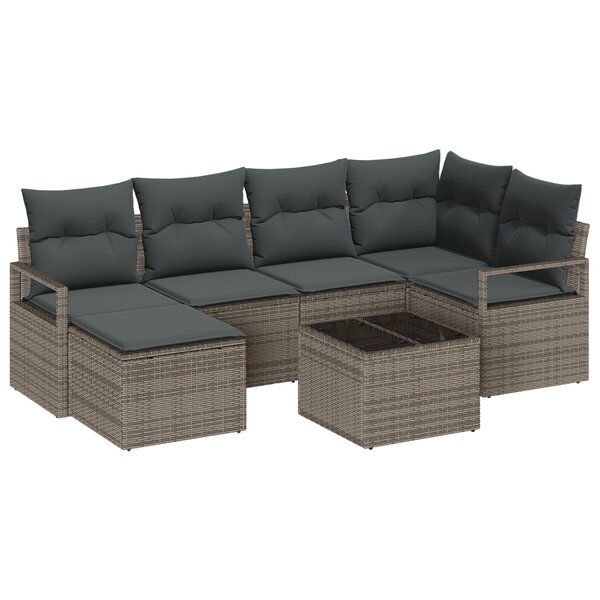 vidaXL Ensemble de Canapé de Jardin de 6 Pièces avec Coussins en Rattan Noir