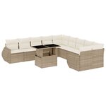 vidaXL Salon de jardin 11 Pièces avec coussins beige résine tressée