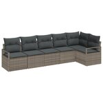 vidaXL Ensemble de canapés de jardin de 6 pièces avec coussins gris en rattan synthétique