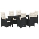 vidaXL Ensemble de Salle à Manger de Jardin 7 pièces avec Coussins en Rattan Synthétique Noir