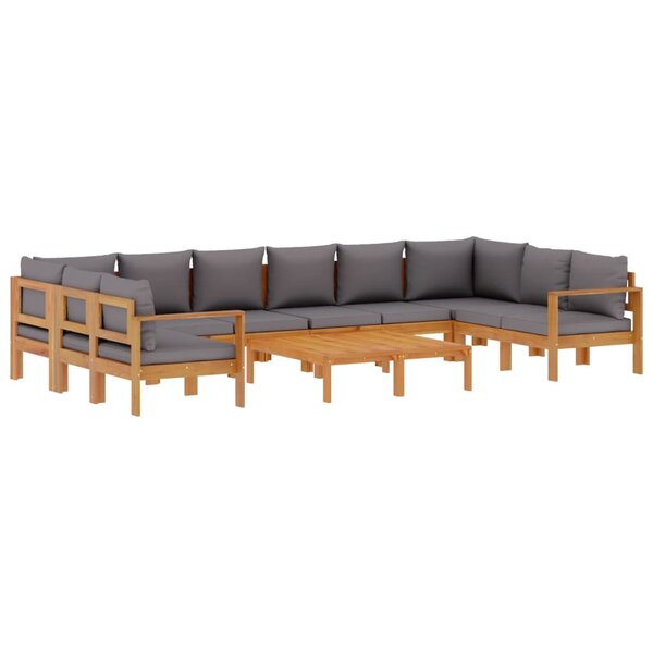 vidaXL Salon de jardin avec coussins 8 Pièces bois massif d'acacia