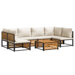 vidaXL Salon de jardin avec coussins 7 Pièces bois massif d'acacia