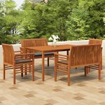 vidaXL Ensemble à dîner d'extérieur 5 Pièces et coussins Acacia solide