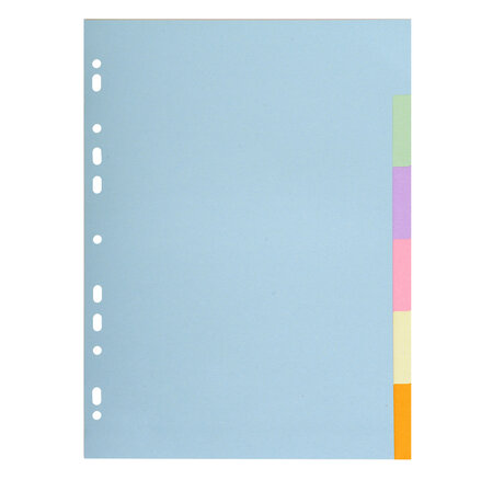 Intercalaires Carte Pastel 170g Forever 6 Positions - A4 - Couleurs Assorties - X 50 - Exacompta