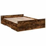 vidaXL Cadre de lit et tiroirs chêne fumé 140x190 cm bois d'ingénierie