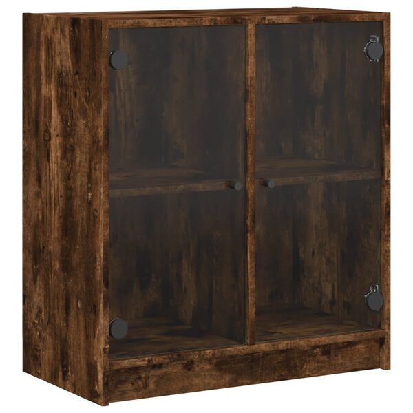 vidaXL Armoire latérale avec portes en verre chêne fumé 68x37x75 5 cm