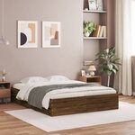 vidaXL Cadre de lit à tiroirs chêne brun 135x190 cm bois d'ingénierie