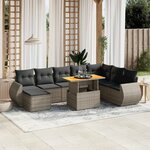 vidaXL Salon de jardin 9 Pièces avec coussins gris résine tressée