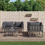 vidaXL Salon de jardin 5 Pièces avec coussins anthracite résine tressée