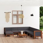 vidaXL Salon de jardin 9 Pièces avec coussins Bois d'acacia solide