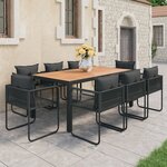 vidaXL Salon de jardin 9 Pièces PVC Résine tressée Noir et marron