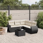 vidaXL Salon de jardin 6 Pièces avec coussins noir résine tressée