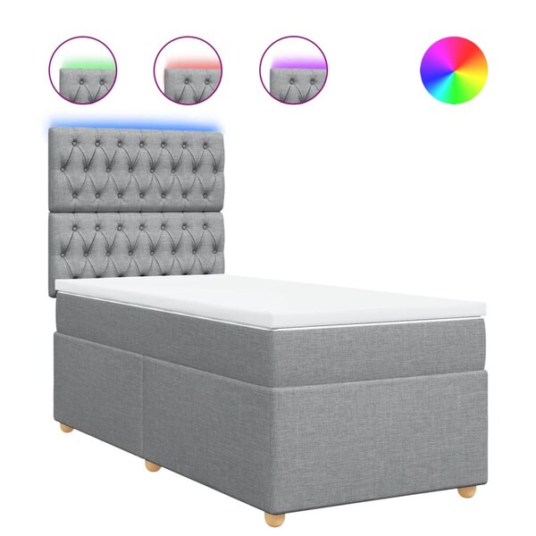 vidaXL Sommier à lattes de lit avec matelas Gris clair 100x200cm Tissu