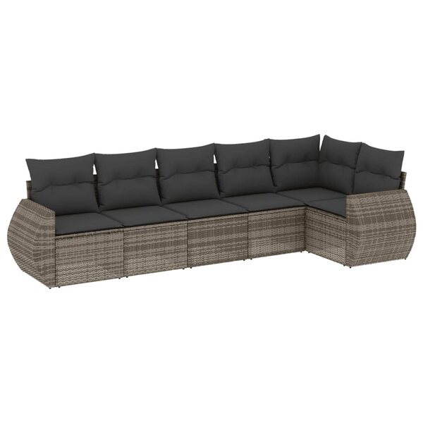 vidaXL Salon de jardin 6 Pièces avec coussins gris résine tressée
