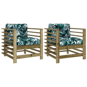 vidaXL Chaises de jardin avec coussins lot de 2 bois de pin imprégné