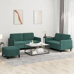 vidaXL Ensemble de canapés 3 Pièces vert foncé velours