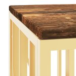 vidaXL Table basse doré acier inoxydable et bois massif récupération