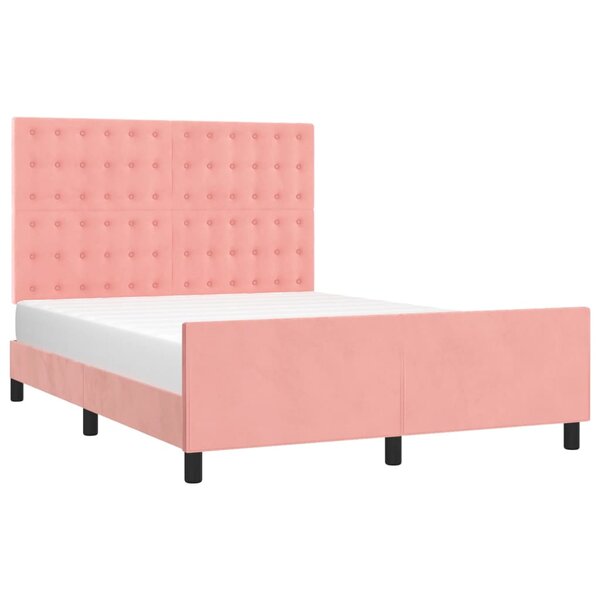 vidaXL Cadre de lit avec tête de lit Rose 140x190 cm Velours
