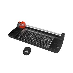 ACROPAQ Massicot A4 12 feuilles- Coupe Papier en 4 patrons (coupes droits ondulés pliés et perforés)- Arrondisseur de coins- Pliable