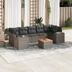 vidaXL Salon de jardin 8 Pièces avec coussins gris résine tressée