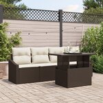vidaXL Ensemble de Canapé de Jardin 5 Pièces avec Coussins Marron Poly Rattan