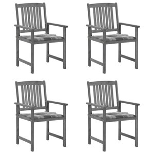 vidaXL Chaises de jardin et coussins lot de 4 Gris Bois acacia massif