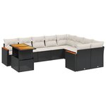 vidaXL Salon de jardin 10 Pièces avec coussins noir résine tressée
