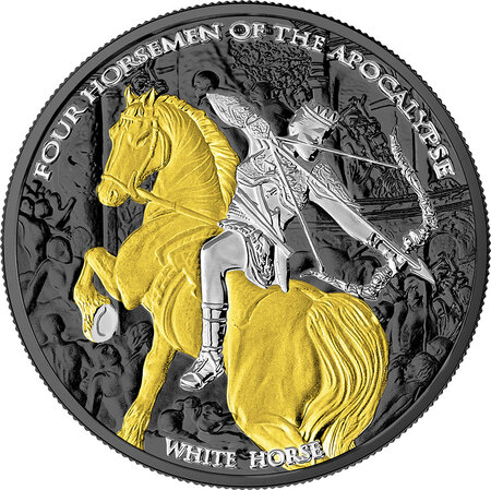 Monnaie en argent 5 thalers g 31.1 (1 oz) millésime 2023 four horsemen apocalypse white horse