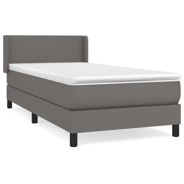 vidaXL Sommier à lattes de lit avec matelas Gris 80x200 cm Similicuir