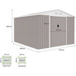 Abri de jardin en métal 8 84 m² - 277 x 319 x 202 cm - Kit d'ancrage inclus - Taupe