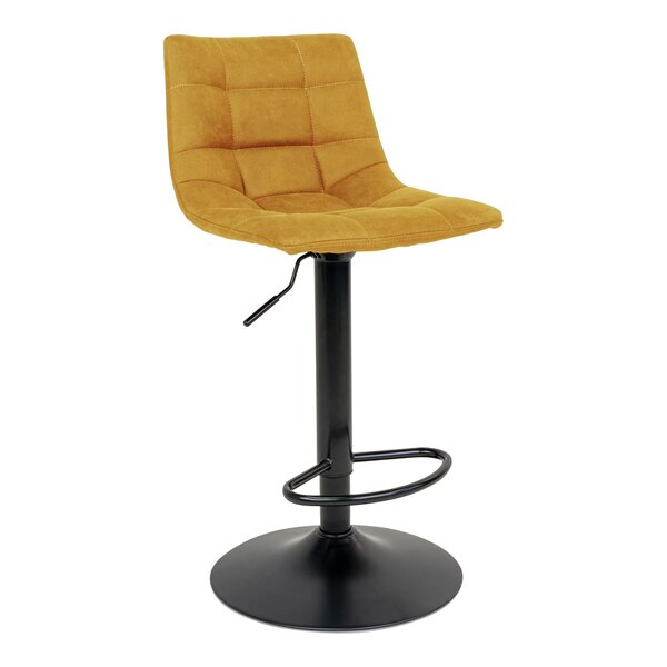 2 chaises de bar en microfibre jaune moutarde avec pieds noirs