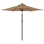 vidaXL Parasol de jardin avec LED mât en acier taupe 225x225x212 cm