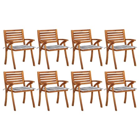 vidaXL Chaises de jardin avec coussins lot de 8 Bois d'acacia solide