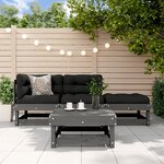 vidaXL Salon de jardin 4 Pièces avec coussins gris bois massif